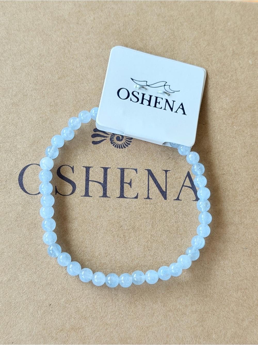 OSHENA Aquamarine Beaded Stretch Bracelet